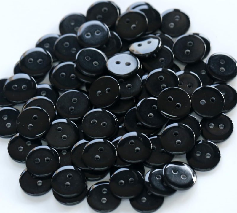 150pcs 12.5mm (0.5 inch) Small Size Black Buttons for Sewing 2 Holes Button for Garments Sewing or DIY Crafts Scrapbooking